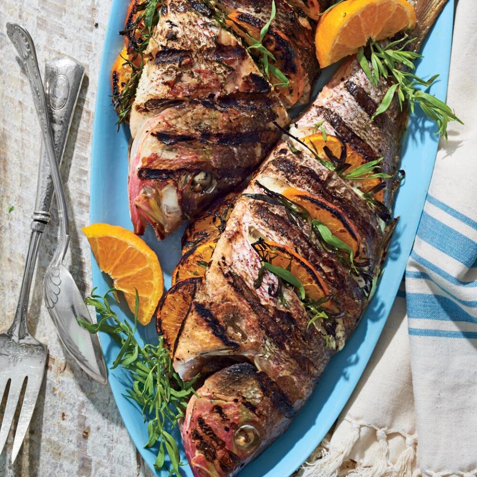 Grilled Whole Snapper with Tarragon and Tangerines