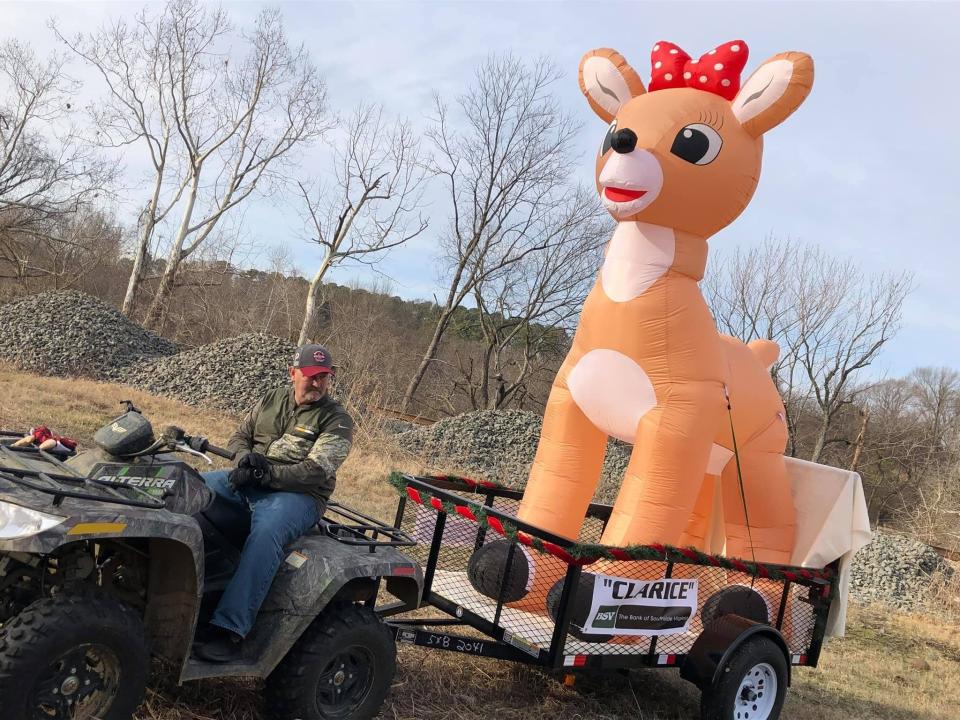 The "Clarice" inflatable getting ready to appear in the parade during the Old Towne Christmas festival in Petersburg on Dec. 21, 2019.