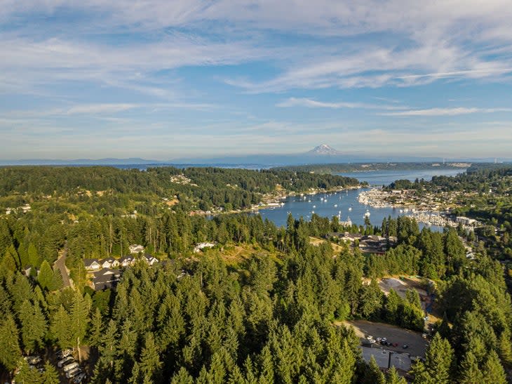 The Gig Harbor area with Mount Rainier as a backdrop