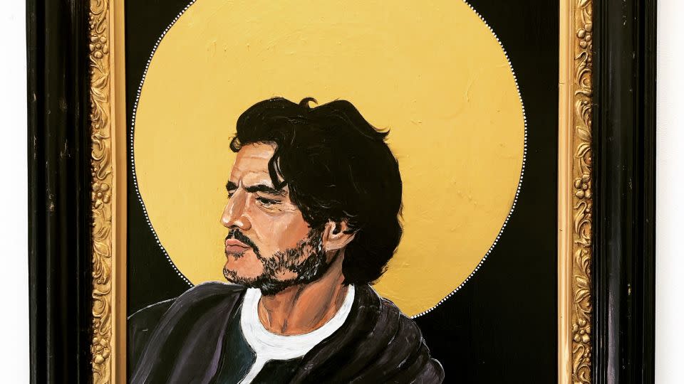 One of the paintings of Pedro Pascal by artist Heidi Gentle Burrell in the Margate exhibition. - Jessica Rhodes Robb