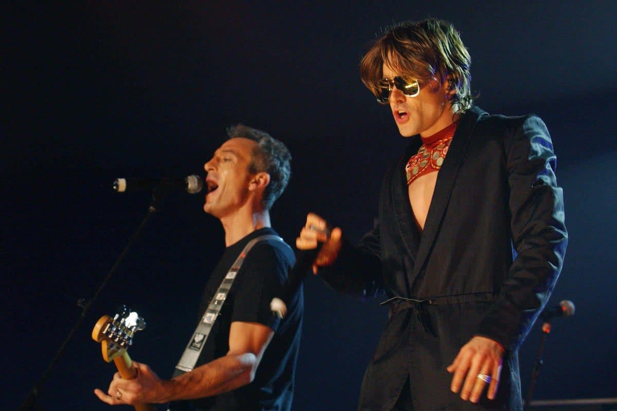 Frankie Goes To Hollywood, with new lead singer Ryan Malloy (right), perform at a 2023 charity concert to celebrate the career of music producer Trevor Horn (PA Archive)