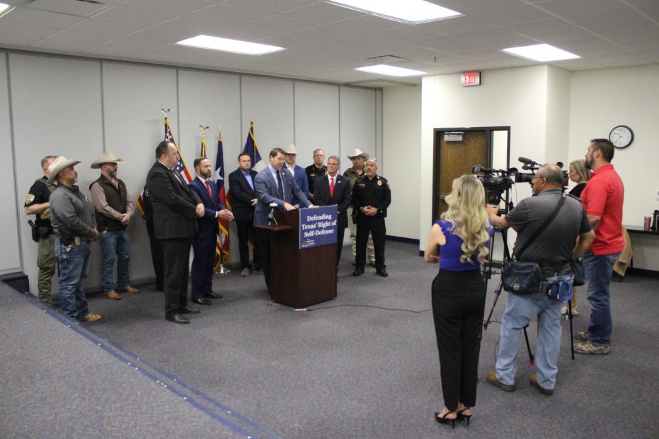 U.S. Rep. Jodey Arrington, R-Lubbock, hosts a roundtable discussion and news conference about the border crisis with local law enforcement and state officials Tuesday morning in Lubbock