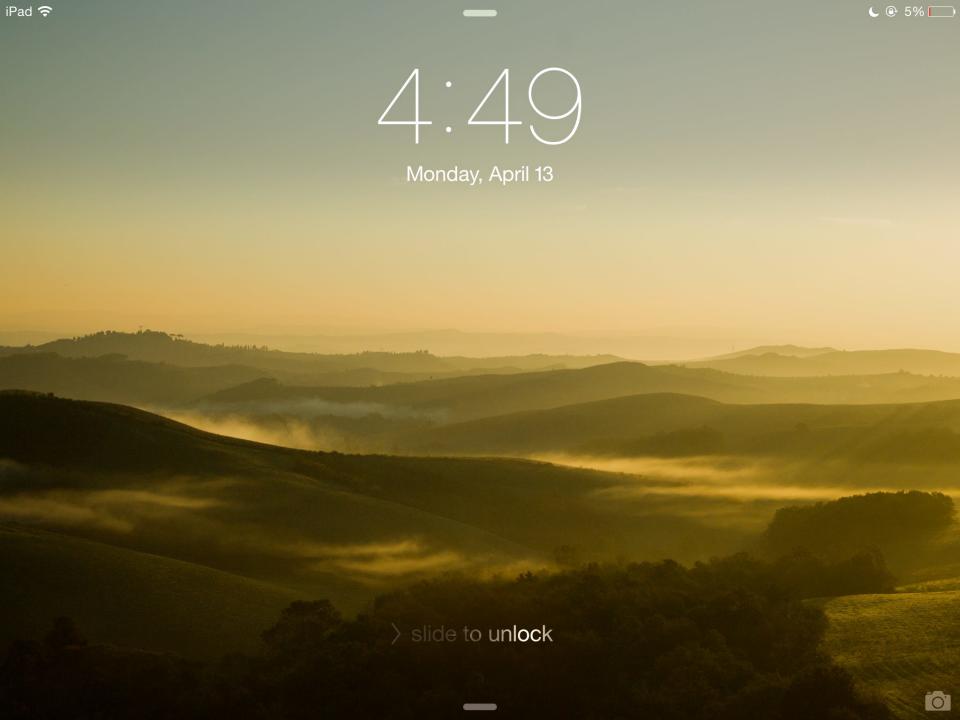 Apple iPad lock screen slide-to-unlock shine