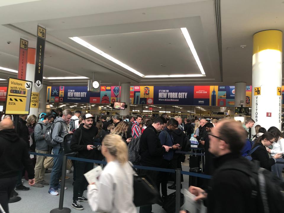 Passport control at JFK Terminal 1.