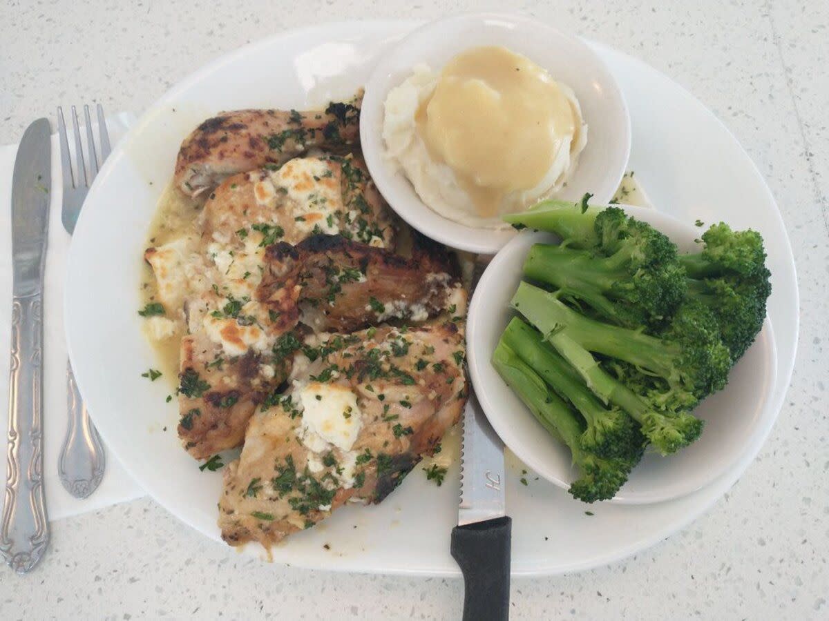 Greek Half Chicken With Two Sides, Lester's Diner, Fort Lauderdale, Florida