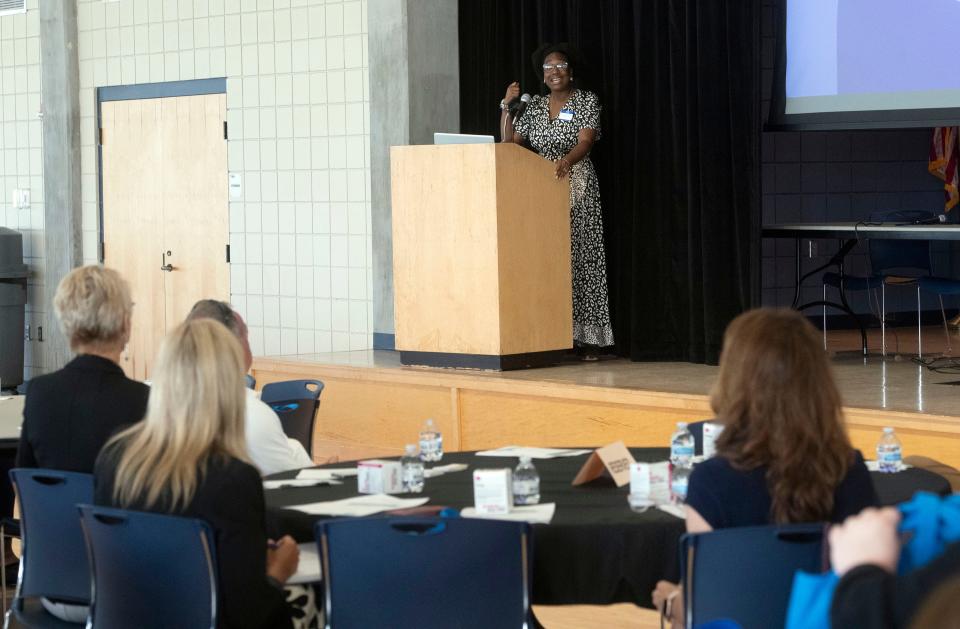 Sweneda McDonald provides details on medication-assisted treatment during the 2023 Opioid Summit at the Sanders Beach-Corinne Jones Resource Center on Thursday, June 15, 2023. 