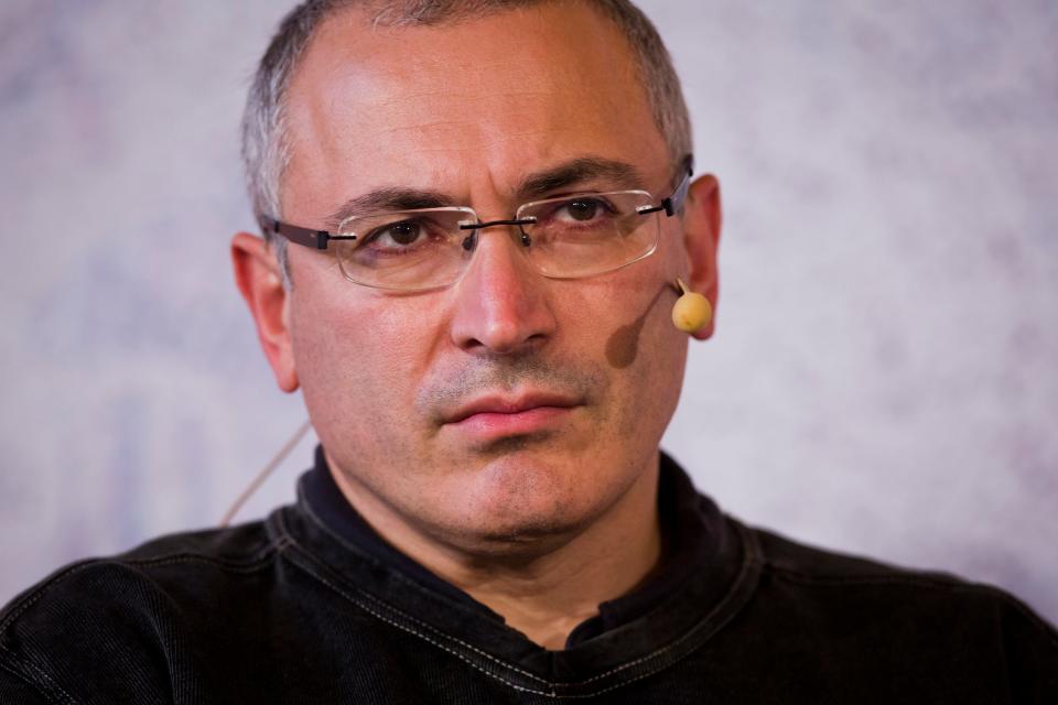 Mikhail Khodorkovsky, the former owner of one of Russia's largest oil companies, attends a panel discussion during the Forum 2000 Conference on October 13, 2014 in Prague, Czech Republic.