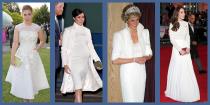 <p>When you think of royals in white, the most obvious moments that come to mind are, of course, those dramatic<a href="https://www.townandcountrymag.com/the-scene/weddings/g15836640/best-royal-wedding-dresses/" rel="nofollow noopener" target="_blank" data-ylk="slk:royal wedding dresses;elm:context_link;itc:0;sec:content-canvas" class="link "> royal wedding dresses</a>. But the royal family certainly doesn't reserve that crisp, neutral shade for their nuptials. In fact, all-white looks are something of a staple for the most stylish royals. Whether you're looking for a little inspiration for working some winter white into your wardrobe or just want to appreciate the effortless elegance that the royal family can bring to their<a href="https://www.townandcountrymag.com/society/tradition/g37612417/queen-elizabeth-kate-middleton-princess-diana-royal-family-monochrome-fashion/" rel="nofollow noopener" target="_blank" data-ylk="slk:monochrome styles;elm:context_link;itc:0;sec:content-canvas" class="link "> monochrome styles</a>, here are some of the best white outfits that royals have sported. </p>