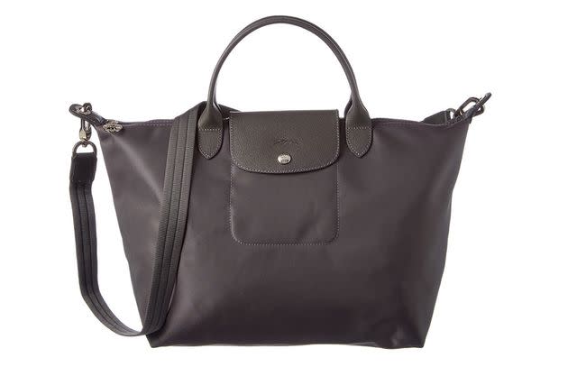 Longchamp Le Pliage Neo Top Handle Bag M Black in Leather/Polyamide with  Silver-tone - US