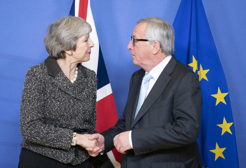 British prime minister Theresa May and European Commission president Jean-Claude Juncker (Getty)