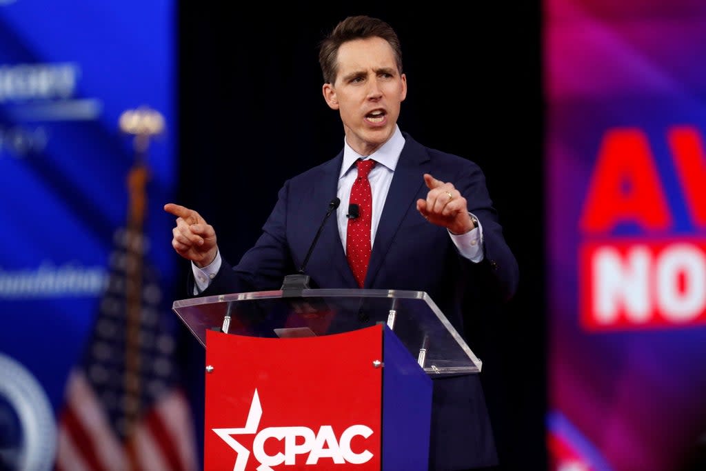 US Senator Josh Hawley speaks at the Conservative Political Action Conference (CPAC) in Orlando, Florida, U.S. February 24, 2022. REUTERS/Octavio Jones (REUTERS)