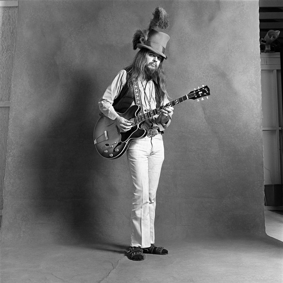 <p>Leon Russell was a top studio musician before setting out on a solo career, and wrote many hits for other artists before he decided to give it a try himself. He died at age 74 on November 13. — (Pictured) A studio portrait of Leon Russell for “Mad Dogs and Englishmen” album cover circa 1970. (Jim McCrary/Redferns via Getty Images) </p>