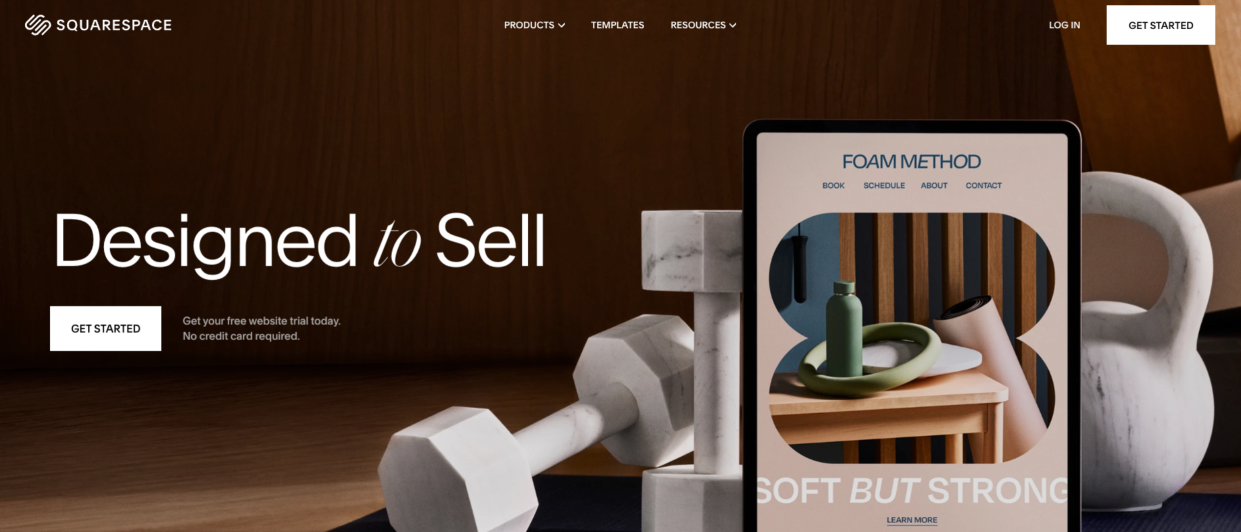  Squarespace homepage. 