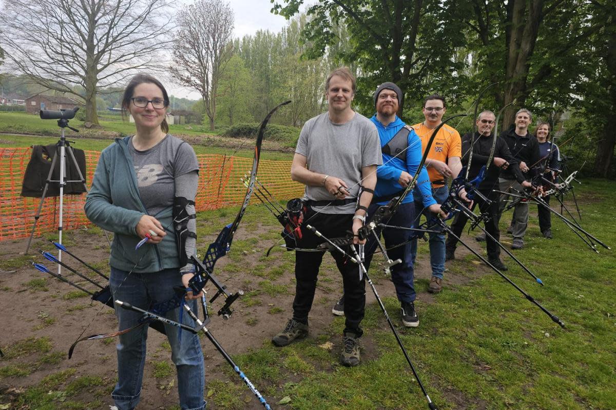 Members of Winnington Park Bowman  archery club are totting up the distance their arrows travel between now and August <i>(Image: Michelle Oakes)</i>