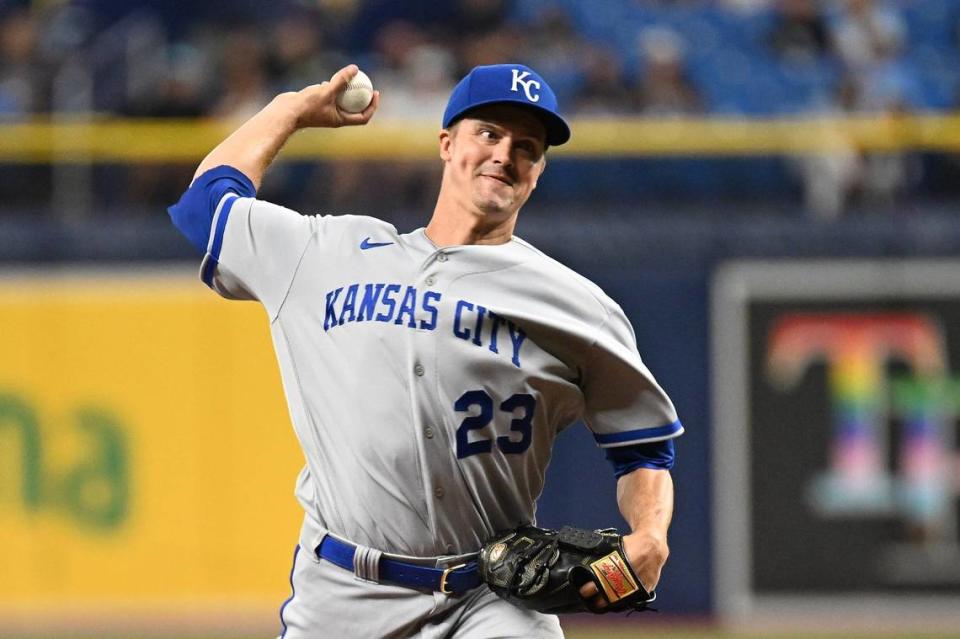 Kansas City Royals pitcher Zack Greinke gave up seven earned runs in 4 2/3 innings of work on Friday, June 23, 2023, against the Tampa Bay Rays at Tropicana Field St. Petersburg, Florida.