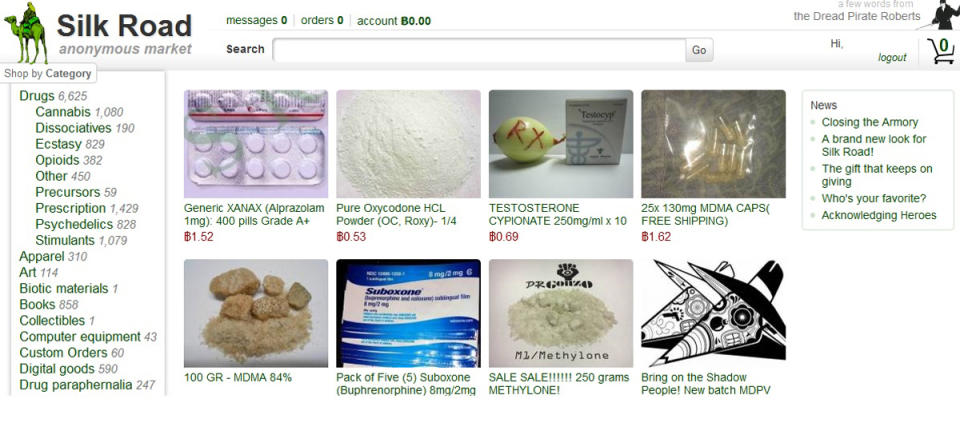 This frame grab from the Silk Road website shows thumbnails for products allegedly available through the site. (AP Photo/silkroaddrugs.org)