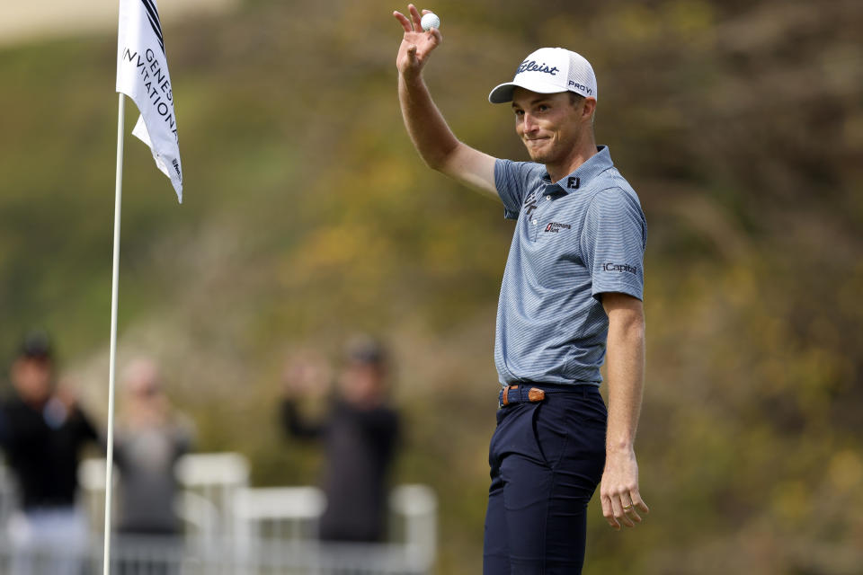 Will Zalatoris won the cars on the 184-yard par-3 14th hole at Riviera Country Club.