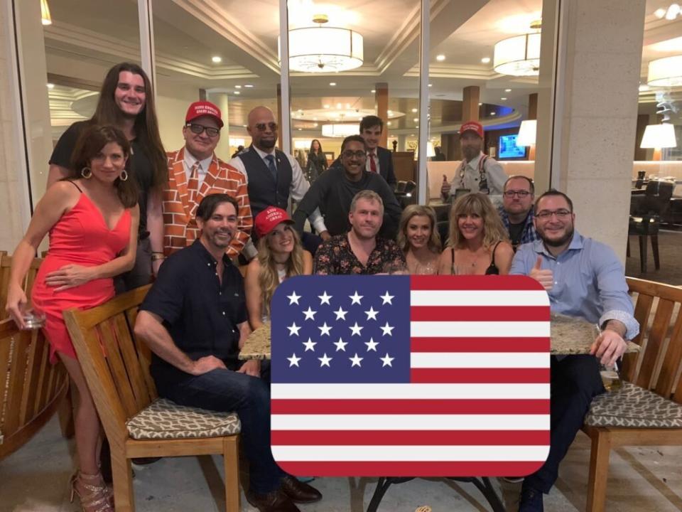 Ali Alexander with Scott Presler, Enrique Tarrio, Mike Cernovich, Logan Cook and several Stop the Steal accomplices at the Trump National Doral Miami golf resort for the American Priority Conference in 2019. (Photo: Culttture.com/Ali Alexander)