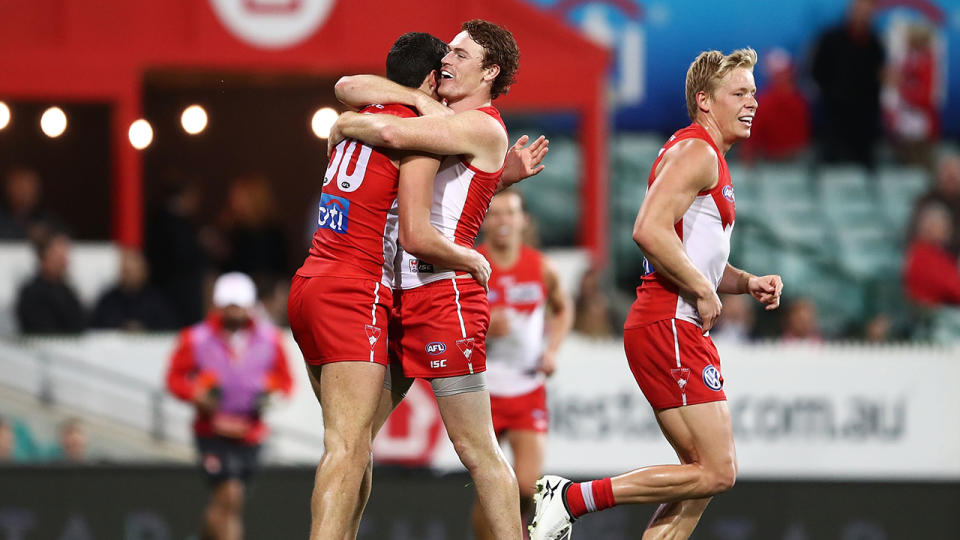 The Swans’ young forward line stood up against Fremantle. Pic: Getty