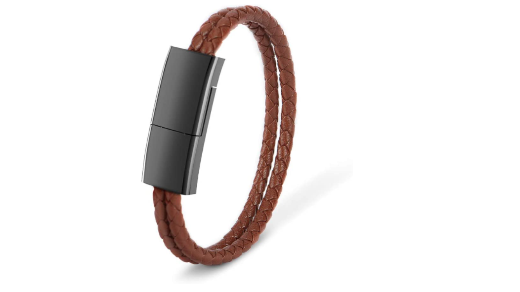 braided leather charging bracelet