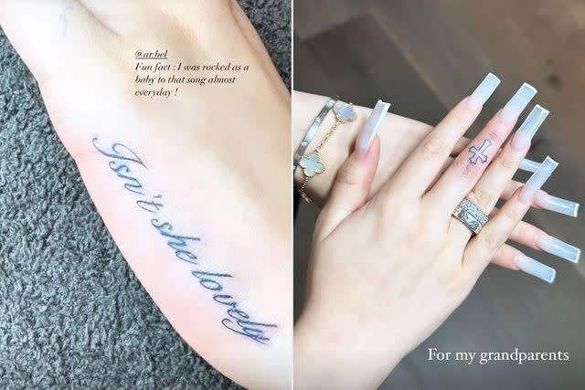 <p>Alabama Barker/Instagram</p> Alabama Barker's tattoo honoring her family.