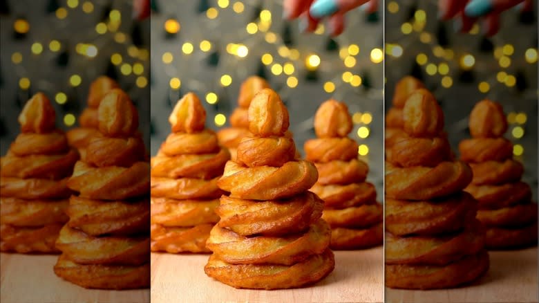 Piped churro Christmas trees