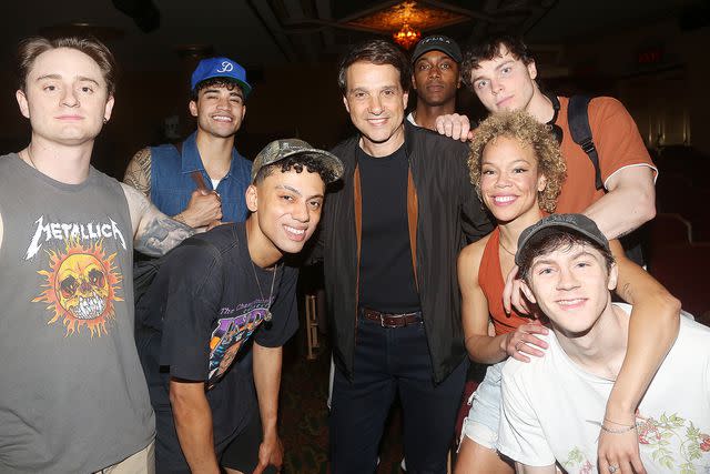 <p>Bruce Glikas/WireImage</p> Ralph Macchio with the Broadway cast of 'The Outsiders'