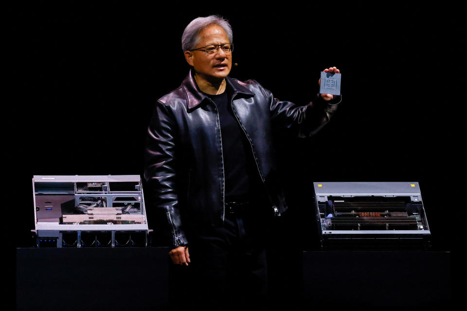 Nvidia Corp Chief Executive Jensen Huang speaks at the COMPUTEX forum in Taipei, Taiwan, May 29, 2023.