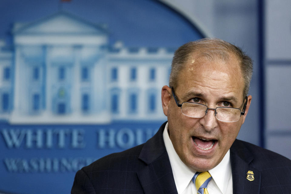 Acting Commissioner of Customs and Border Protection Mark Morgan speaks during a news conference at the White House in Washington, Monday, Sept. 9, 2019. (AP Photo/Carolyn Kaster)