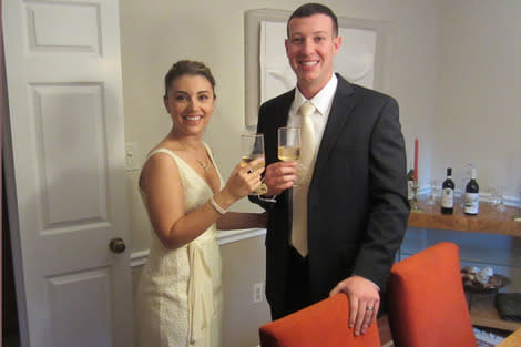 The author and her husband moments after their wedding ceremony.