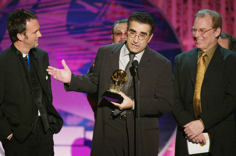 Eugene Levy accepting a Grammy