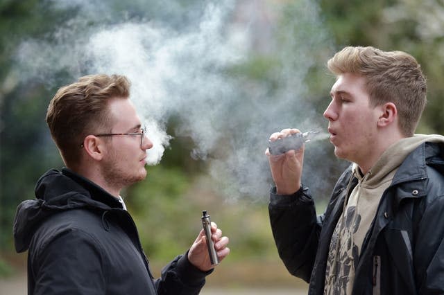 File photo dated 21/2/20 of men vaping. 