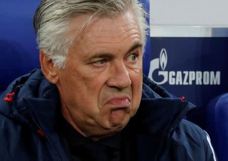 FILE PHOTO: Soccer Football - Bundesliga - Schalke 04 vs Bayern Munich - Veltins-Arena, Gelsenkirchen, Germany - September 19, 2017 Bayern Munich coach Carlo Ancelotti before the match REUTERS/Wolfgang Rattay/File Photo