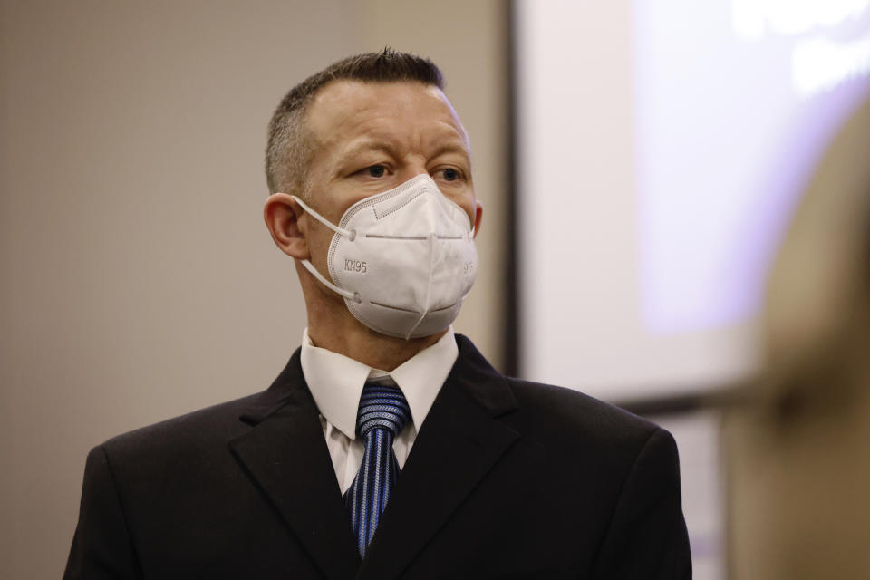 FILE - Paul Flores listens during his murder trial in Monterey County Superior Court in Salinas, Calif., July 18, 2022. A California judge ruled Monday, June 17, 2024, that Flores, convicted of killing 19-year-old college student Kristin Smart in 1996, must pay just over $350,000 to her family for costs they incurred after her death. (Daniel Dreifuss/Monterey County Weekly via AP, Pool, File)