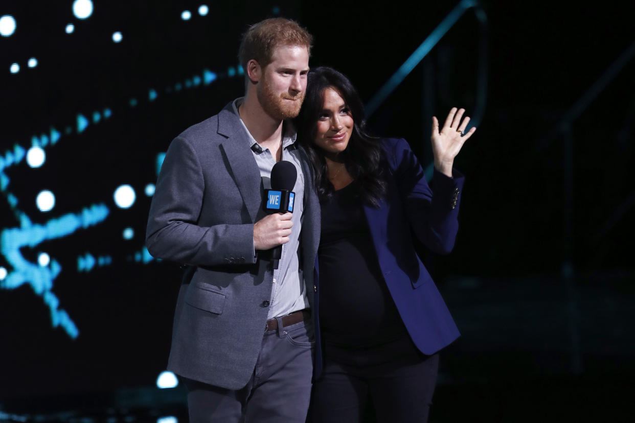 Harry and Meghan at WE Day at Wembley arena in March [Photo: Getty]