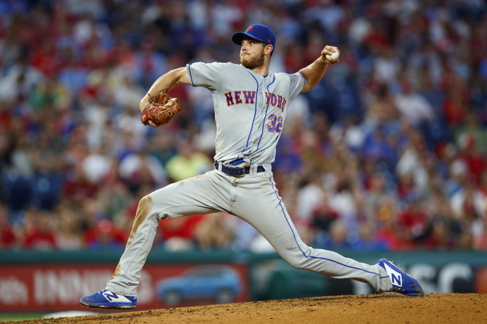 New York Mets' Steven Matz pitches during the fourth inning of a baseball game against the Philadelphia Phillies, Monday, June 24, 2019, in Philadelphia. (AP Photo/Matt Slocum)