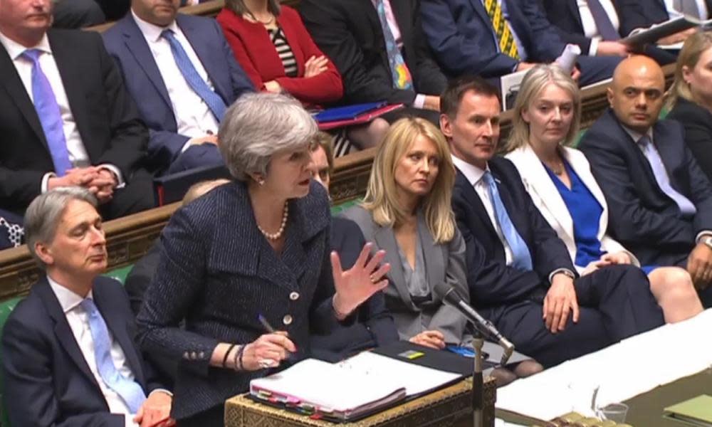 Prime Minister Theresa May speaks during Prime Minister’s Questions in the House of Commons