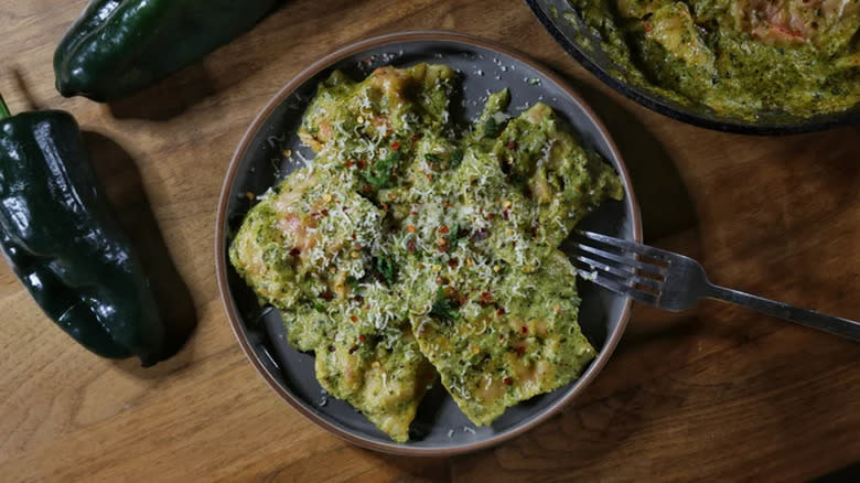 Ravioli poblano peppers parmesan