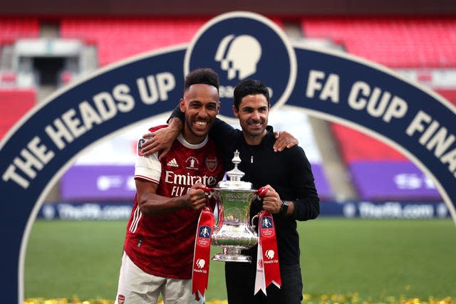 Pierre-Emerick Aubameyang (left) has fallen out of favour with Mikel Arteta