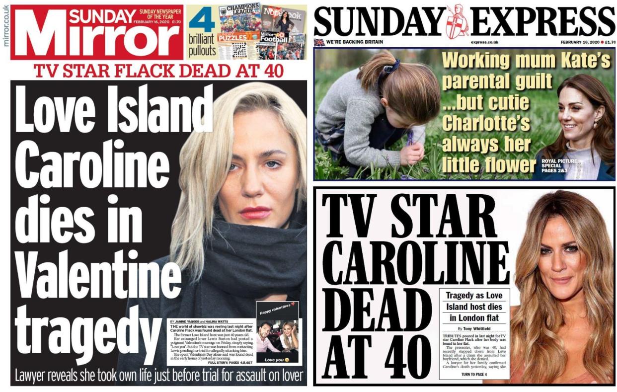 The Sunday Mirror described her death as a 'Valentine tragedy'