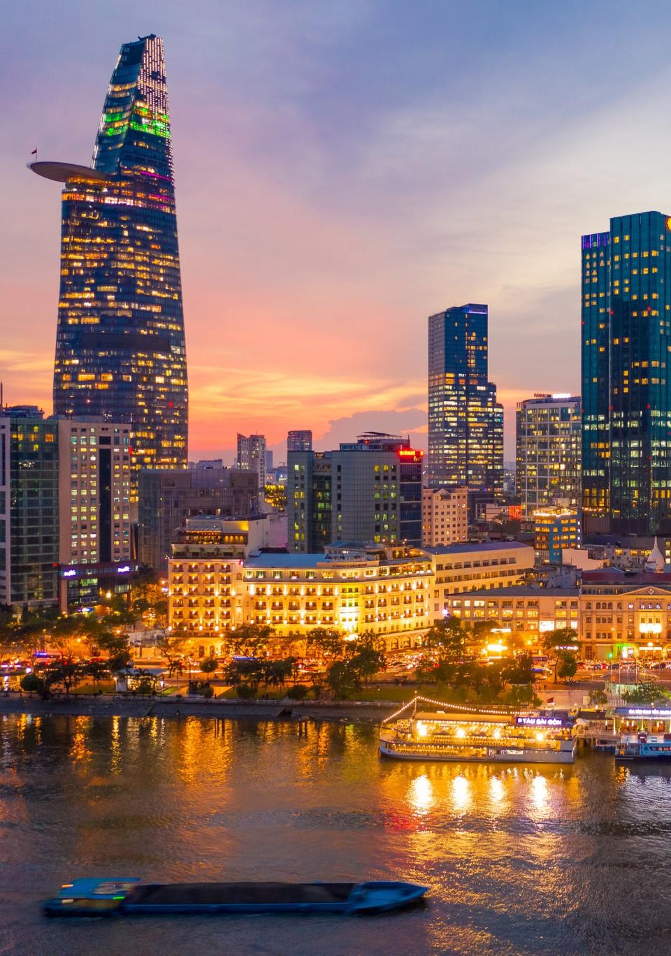 skyscrapers along a river in Vietnam