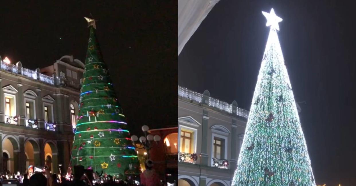 Todos se burlaron de este árbol navideño de Veracruz y tuvieron que cambiarlo. Foto: captura de video Facebook vía Ayuntamiento Córdoba Veracruz