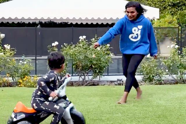 <p>Mindy Kaling / Instagram</p> Mindy Kaling playing with her son