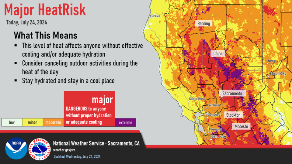 More hot weather was forecast in Modesto, California, on July 24, 2024.