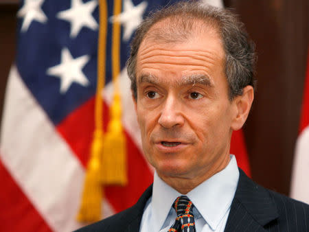 FILE PHOTO - U.S. Assistant Secretary of State Daniel Fried attends a news conference in Tbilisi, Georgia on October 20, 2008. REUTERS/David Mdzinarishvili/File Photo