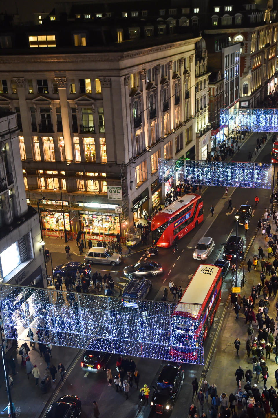 EDITORIAL USE ONLY The Oxford Street Christmas lights are switched on, in partnership with Capital XTRA, celebrating 60 years of the annual display in London.