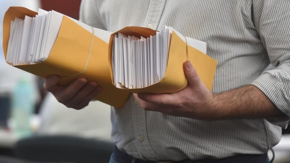 Pennsylvania election worker with ballots