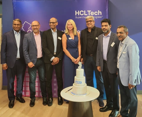 HCLTech CEO & Managing Director C Vijayakumar and other leaders at the grand opening party of its New Jersey office. (Photo: Business Wire)