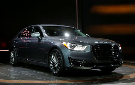 FILE PHOTO: The 2017 Hyundai Genesis G90 is unveiled at the North American International Auto Show in Detroit, Michigan January 11, 2016. REUTERS/Rebecca Cook/File Photo