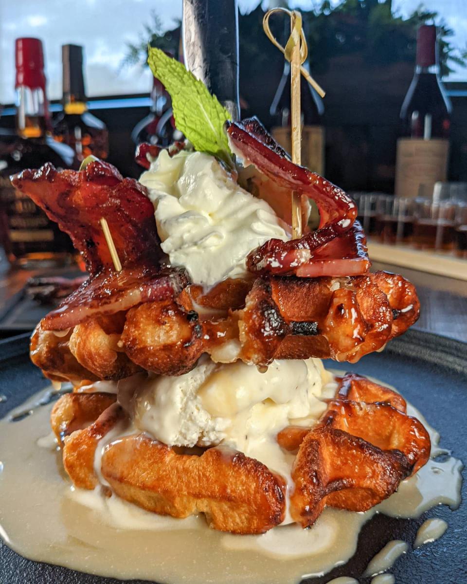 The bacon and waffle sundae at Barrels & Boards, 1285 Broadway, Raynham, as featured by Phantom Gourmet on their Facebook page.
